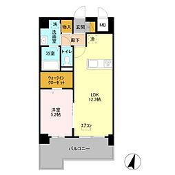 グランヴレーユ 1LDKの間取図画像