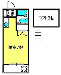 キャロット・ハウス稲荷町 ワンルームの間取図画像