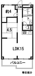 山科ハイツ 2LDKの間取図画像