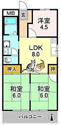 永田マンション 3LDKの間取図画像