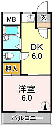 ロジュマン平野 1DKの間取図画像