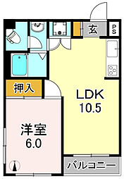 丸三ビルコーポラス平野 1LDKの間取図画像
