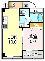 コーポ白鷺 1LDKの間取図画像