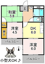 グランドハイツ美保 3DKの間取図画像