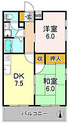 メゾン亀山 2LDKの間取図画像