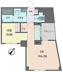 ハーミテイジ 1DKの間取図画像