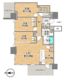 シティタワー東梅田パークフロント 3LDKの間取図画像