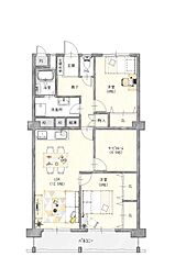 サンなかしま3号棟 3LDKの間取図画像