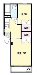 三田豪徳寺コーポ 1SKの間取図画像