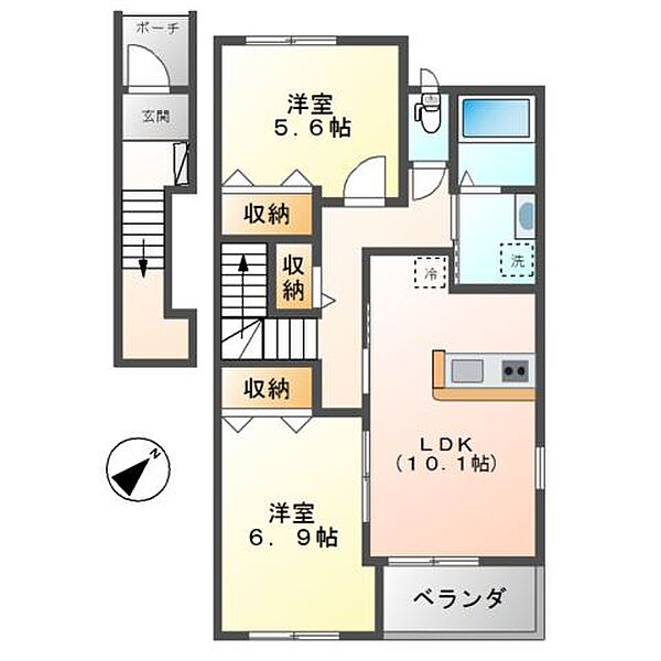 Green　CalmV ｜茨城県取手市本郷5丁目(賃貸アパート2LDK・2階・59.24㎡)の写真 その4