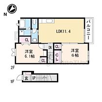 プログレスI番館 201 ｜ 滋賀県東近江市五個荘清水鼻町（賃貸アパート2LDK・2階・57.12㎡） その2