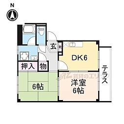 近江鉄道近江本線 大学前駅 4.5kmの賃貸アパート 1階2DKの間取り