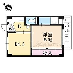 JR東海道・山陽本線 近江八幡駅 徒歩33分の賃貸マンション 2階1DKの間取り