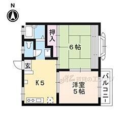 英翠ベルン 2階2DKの間取り