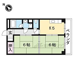 JR草津線 甲西駅 徒歩6分の賃貸マンション 4階2Kの間取り