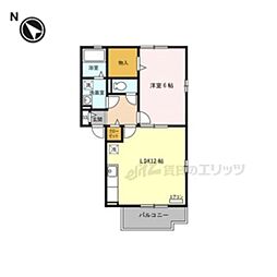 JR東海道・山陽本線 野洲駅 バス15分 近江台下車 徒歩4分の賃貸アパート 2階1LDKの間取り