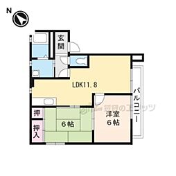 シティパレスIIＢ 2階2LDKの間取り