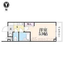 草津前川ハイツ 2階1Kの間取り