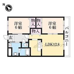 サンコーポ 2階2LDKの間取り