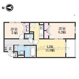 ヴェールフォンセ 2階2LDKの間取り