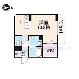ビオット彦根B棟 205 2階ワンルームの間取り