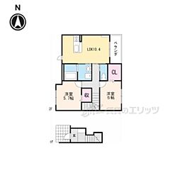 近江鉄道八日市線 八日市駅 徒歩13分の賃貸アパート 2階2LDKの間取り
