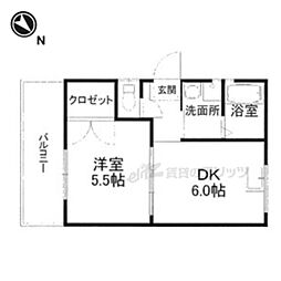 アットホーム水保 2階1DKの間取り