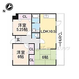 JR東海道・山陽本線 南彦根駅 徒歩14分の賃貸マンション 3階3LDKの間取り