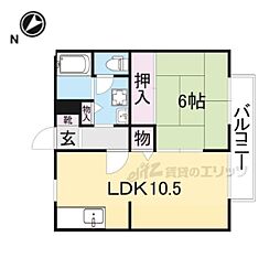 Ｋフルール 203 2階1LDKの間取り