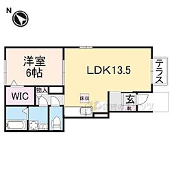 サニーリュート 1階1LDKの間取り