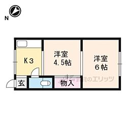 杉本アパート2 2Kの間取図画像
