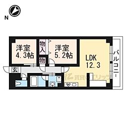 ヴィエナ栗東 2LDKの間取図画像