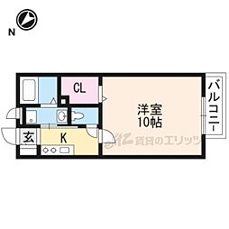 グリーチネB 1Kの間取図画像