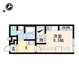 レオパレスシーエスリバー 1Kの間取図画像
