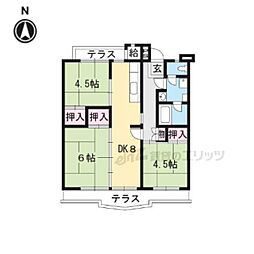 びわ湖美空第2団地8号棟 3DKの間取図画像