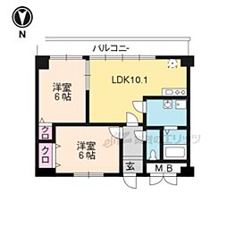 ディンプル阪本 2LDKの間取図画像