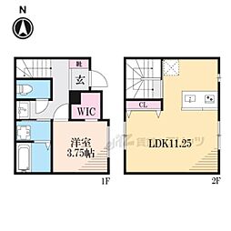 大津市本丸町アパート 1LDKの間取図画像