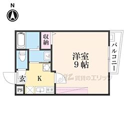 アークリード石山寺 1Kの間取図画像