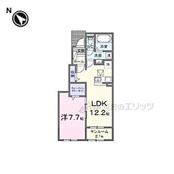 プロムナード東近江I・II 1LDKの間取図画像