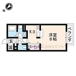 エバーグリーンコート山中A棟 ワンルームの間取図画像