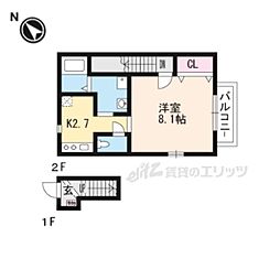 クローバーヒルズ 1Kの間取図画像