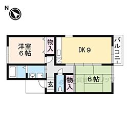 シャルム元町 2DKの間取図画像