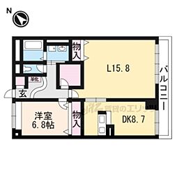 ベルヴィオウミ 1LDKの間取図画像