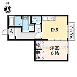 フォンティーヌ 1DKの間取図画像