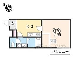 ヴィラシオン水戸 1Kの間取図画像