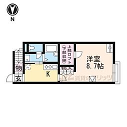 レオネクストカストル雄 1Kの間取図画像