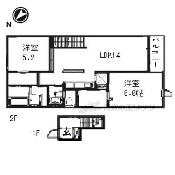 フェリス 401｜滋賀県栗東市下鈎(賃貸マンション2LDK・4階・60.33㎡)の写真 その2