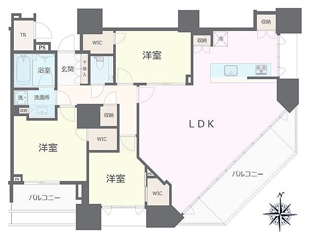 間取り ドゥ・トゥール　WEST棟 35階/-
