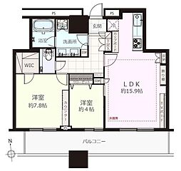 クレストプライムタワー芝 2LDKの間取図画像