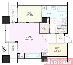 東京ツインパークスライトウイング 1SLKの間取図画像